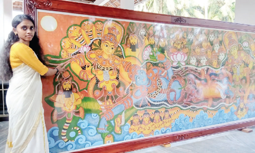 അമ്മക്ക് സ്മരണാഞ്ജലിയാണ് അഭിനയുടെ മ്യൂറൽ പെയിൻറിങ്​