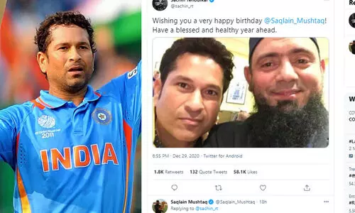 പാക്​ ക്രിക്കറ്റർ സഖ്​ലൈൻ മുഷ്​താഖിന്​ ജന്മദിനാശംസകൾ നേർന്നു; സചിനെതിരെ സൈബർ ആക്രമണം