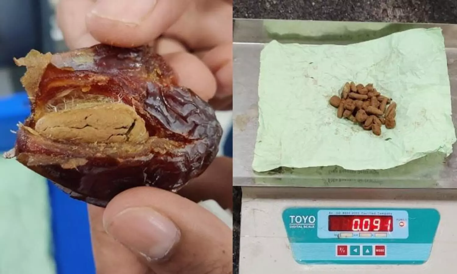 തുടുത്ത ഈത്തപ്പഴം, ഉള്ളിൽ സ്വർണക്കുരു; കരിപ്പൂരിൽ പിടിച്ചത് 11 പവൻ