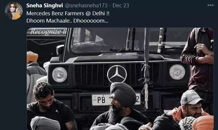 അത് കോടികളുടെ ബെൻസ് അല്ല, പാവങ്ങളുടെ ഗൂർഖയാണ്; കർഷകർക്കെതിരായ വ്യാജ പ്രചരണം പൊളിച്ച് സോഷ്യൽ മീഡിയ അത് കോടികളുടെ ബെൻസ് അല്ല, പാവങ്ങളുടെ ഗൂർഖയാണ്; കർഷകർക്കെതിരായ വ്യാജ പ്രചരണം പൊളിച്ച് സോഷ്യൽ മീഡിയ