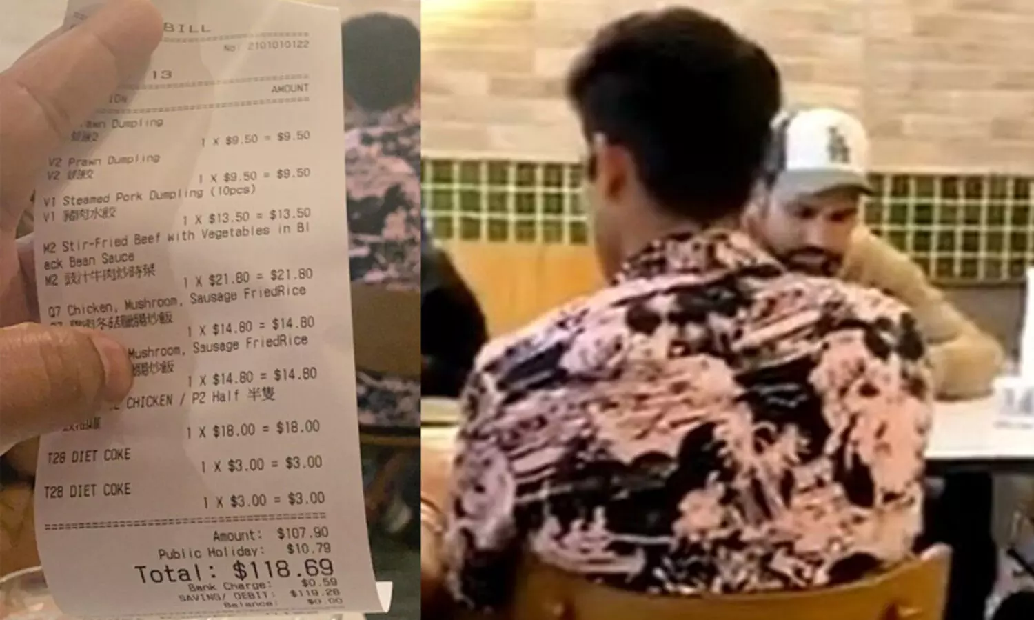 rohit sharma ate beef  reataurent bill