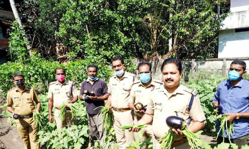 കാക്കിക്കുള്ളിലെ കർഷകർ ഒത്തുചേർന്ന​ു; പച്ചപ്പണിഞ്ഞ്​ സ്​റ്റേഷൻ വളപ്പ്