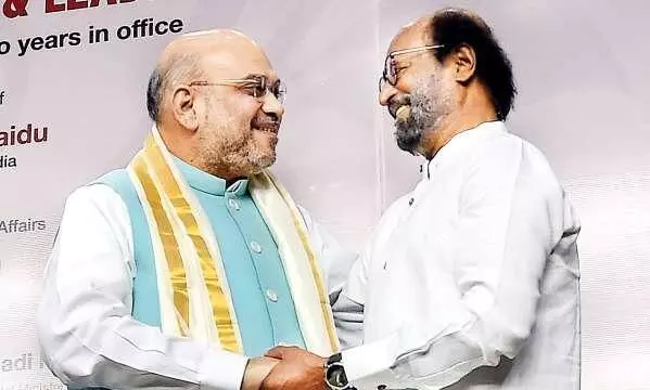 amitshah with rajinikanth amitshah with rajinikanth
