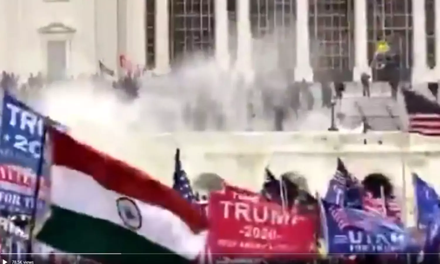 യു.എസിലെ ട്രംപ് അനുകൂലികളുടെ കൈയിൽ ഇന്ത്യൻ പതാകയും