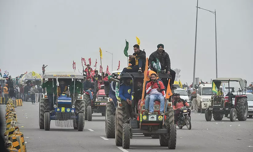 farmers tractor rally in hariyana delhi boarder