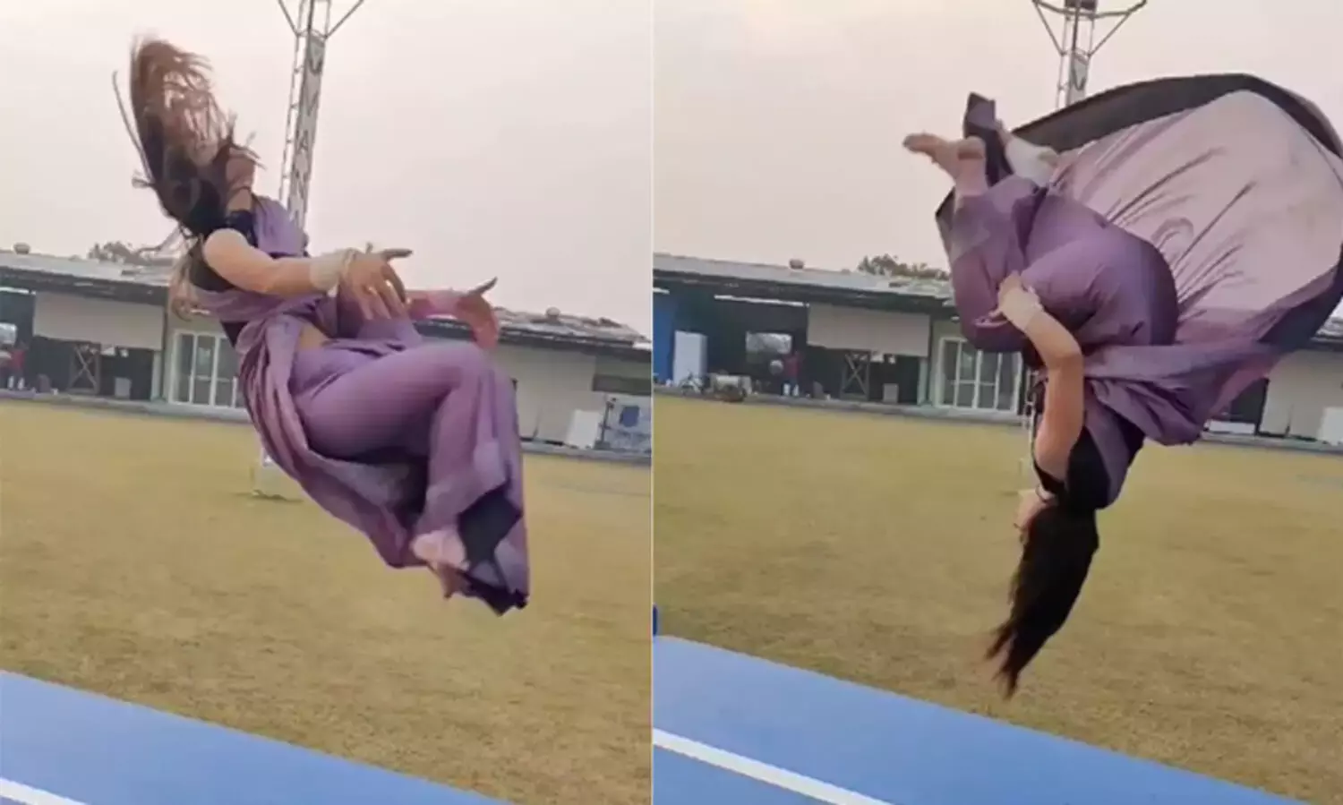 parul arora gymnastic perfomance in saree