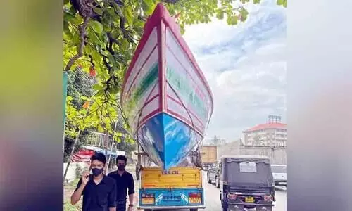 The big boat carrying the pick-up jeep was caught