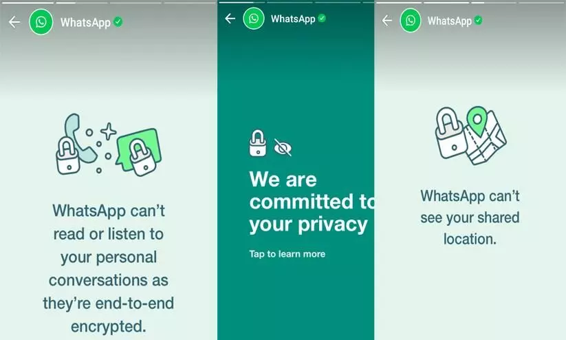 സ്വകാര്യത സംരക്ഷിക്കാൻ പ്രതിജ്ഞാബദ്ധം; ഉപയോക്​താകൾക്ക്​ സന്ദേശമയച്ച്​ വാട്​സ്​ആപ്​