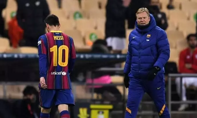 സൂപ്പർകപ്പിൽ മുത്തമിടാനിറങ്ങിയ മെസ്സിക്ക് ലഭിച്ചത് ബാഴ്സയിലെ ആദ്യ ചുവപ്പുകാർഡ്, കറ്റാലൻമാർക്ക് നിരാശ സൂപ്പർകപ്പിൽ മുത്തമിടാനിറങ്ങിയ മെസ്സിക്ക് ലഭിച്ചത് ബാഴ്സയിലെ ആദ്യ ചുവപ്പുകാർഡ്, കറ്റാലൻമാർക്ക് നിരാശ