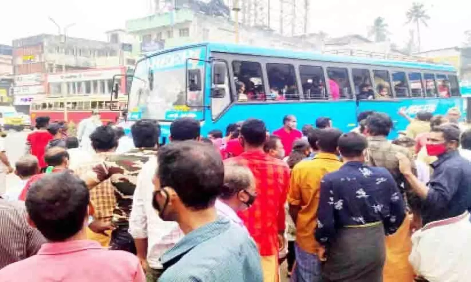 Two women were injured when a bus collided with a scooter