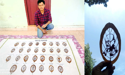 പ്ലാവിലയിലെ വിസ്​മയം; റിഷാദ്​ റെക്കോഡ്​ ബുക്കിൽ