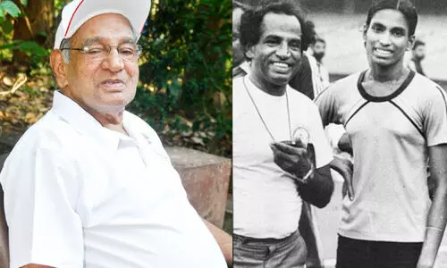 പ​ത്മ​ശ്രീ പു​ര​സ്​​കാ​ര​ത്തി​ള​ക്ക​ത്തി​ൽ പി.​ടി. ഉ​ഷ​യു​ടെ കോ​ച്ച്​ ഒ.​എം. ന​മ്പ്യാ​ർ