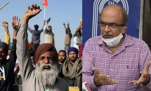 Protesting Farmer and Prashant Bhushan