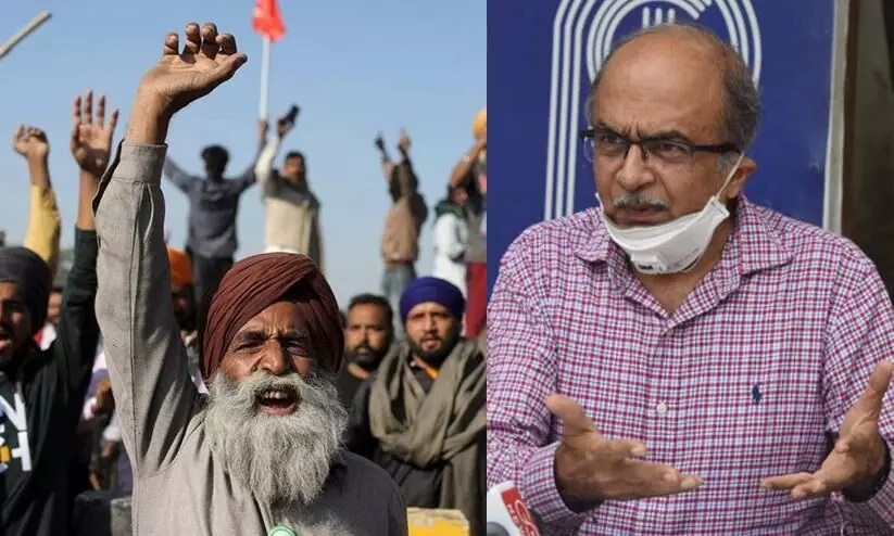 Protesting Farmer and Prashant Bhushan