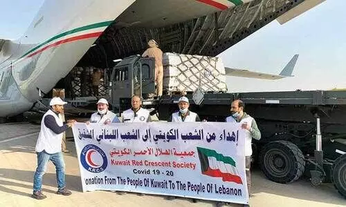 ലബനാനിലേക്ക്​ സഹായ വസ്​തുക്കൾ അയച്ച്​ കുവൈത്ത്