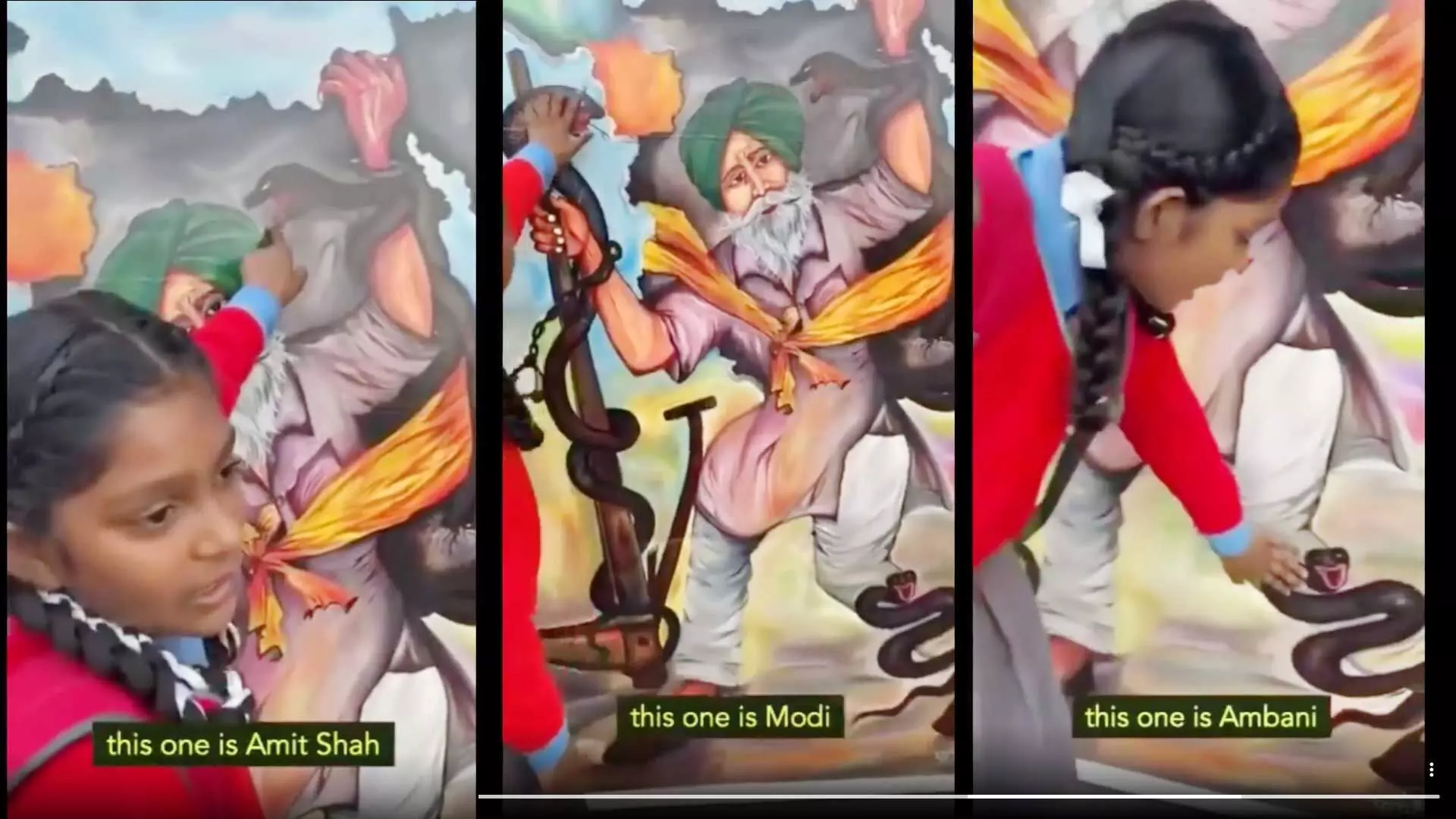 ഇത് മോദിയും അമിത് ഷായും അംബാനിയും; കർഷകർക്ക് പിന്തുണയേകി അച്ഛൻ വരച്ച ചിത്രം വിവരിച്ച് കൊച്ചുമിടുക്കി ഇത് മോദിയും അമിത് ഷായും അംബാനിയും; കർഷകർക്ക് പിന്തുണയേകി അച്ഛൻ വരച്ച ചിത്രം വിവരിച്ച് കൊച്ചുമിടുക്കി