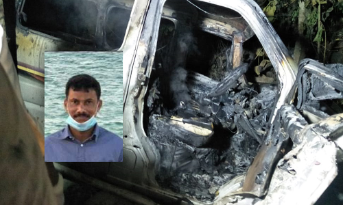 ഓടിക്കൊണ്ടിരിക്കെ കാറിന് തീപിടിച്ച് യുവാവ് മരിച്ചു