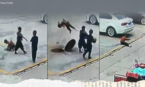 മാൻഹോളിനുള്ളിൽ പടക്കം വെച്ച്​ കളി; പറന്നുയരുന്ന കുട്ടികൾ- വൈറലായി വിഡിയോ