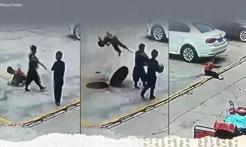 മാൻഹോളിനുള്ളിൽ പടക്കം വെച്ച്​ കളി; പറന്നുയരുന്ന കുട്ടികൾ- വൈറലായി വിഡിയോ