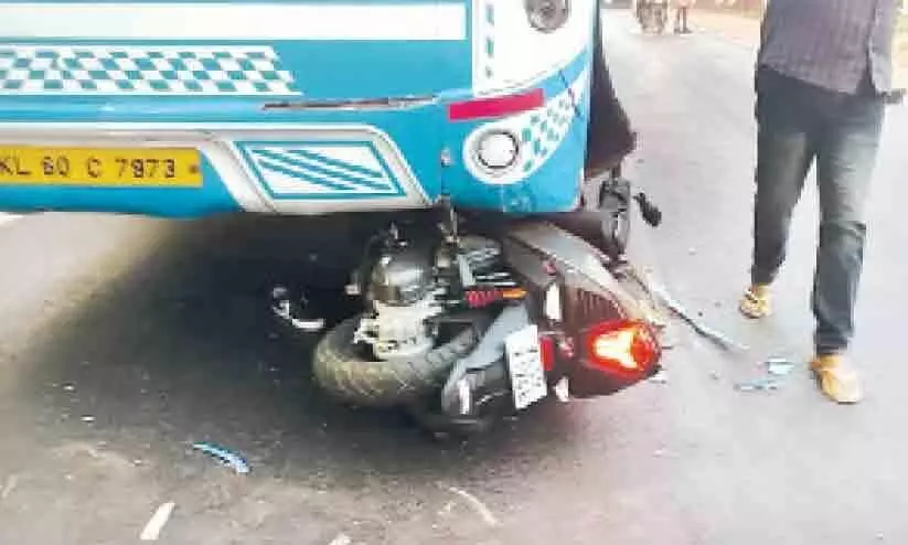 scooter hitted private bus