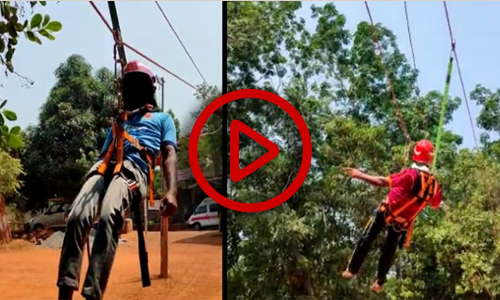 പ്രളയ ബാധിതരെ കയറിൽ തൂങ്ങി രക്ഷിക്കാൻ ഫയർഫോഴ്​സ്​