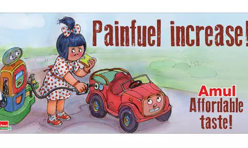 വേദനിപ്പിക്കുന്ന വർധനവ്​; പെട്രോൾ വിലവർധനക്കെതിരെ കാർട്ടൂണുമായി അമൂൽ
