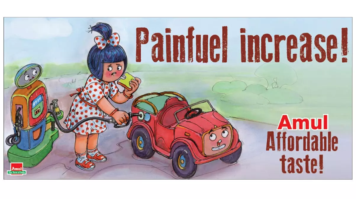 വേദനിപ്പിക്കുന്ന വർധനവ്​; പെട്രോൾ വിലവർധനക്കെതിരെ കാർട്ടൂണുമായി അമൂൽ