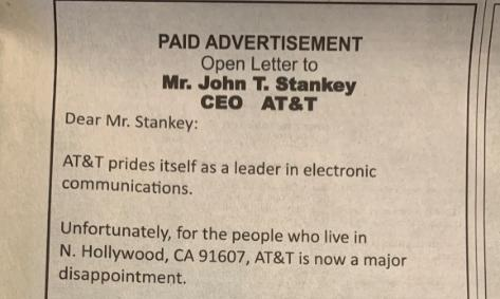 ഇൻറർനെറ്റിന്​ വേഗം പോരാ; പരാതി നൽകാൻ 7.25 ലക്ഷത്തി​െൻറ പരസ്യവുമായി 90 കാരൻ