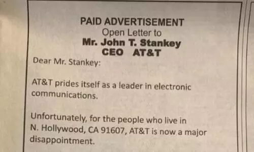 ഇൻറർനെറ്റിന്​ വേഗം പോരാ; പരാതി നൽകാൻ 7.25 ലക്ഷത്തി​െൻറ പരസ്യവുമായി 90 കാരൻ