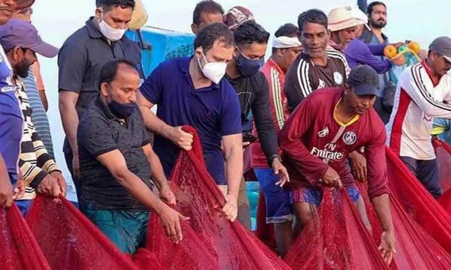 Rahul with fisher folk