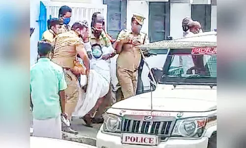 police taking to police jeep