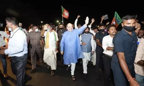 Amit Shah arrives in Chennai