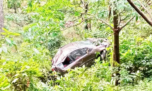 താ​മ​ര​ശ്ശേ​രി ചുരത്തില്‍ കാര്‍ കൊക്കയിലേക്ക് മറിഞ്ഞു