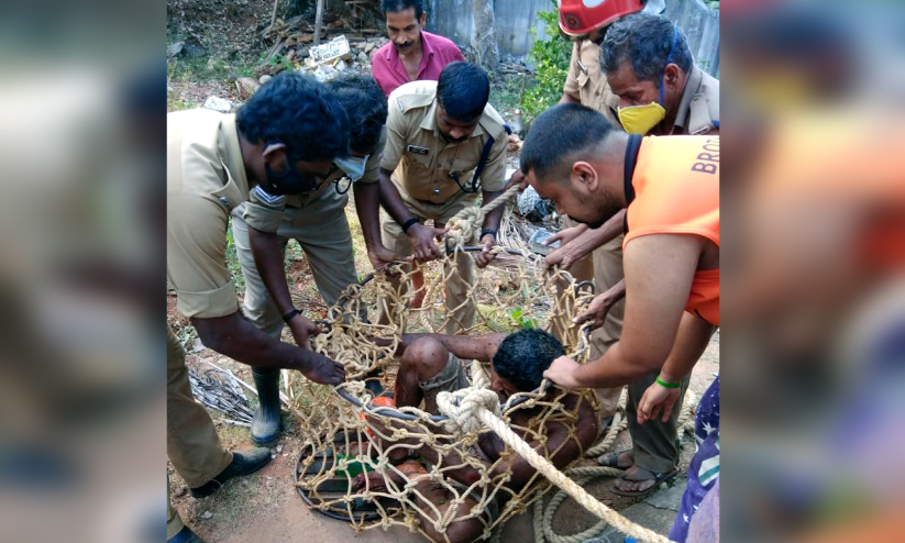 fire fighters rescued man from well fire fighters rescued man from well