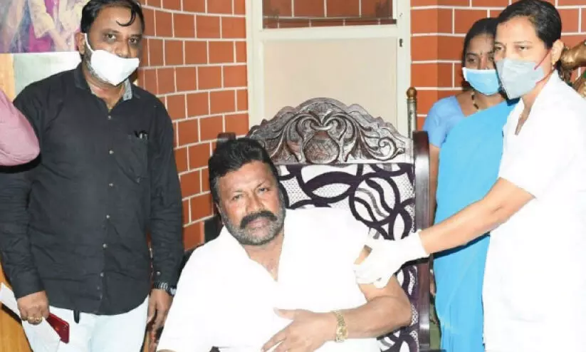 B C Patil recieving covid vaccine B C Patil recieving covid vaccine