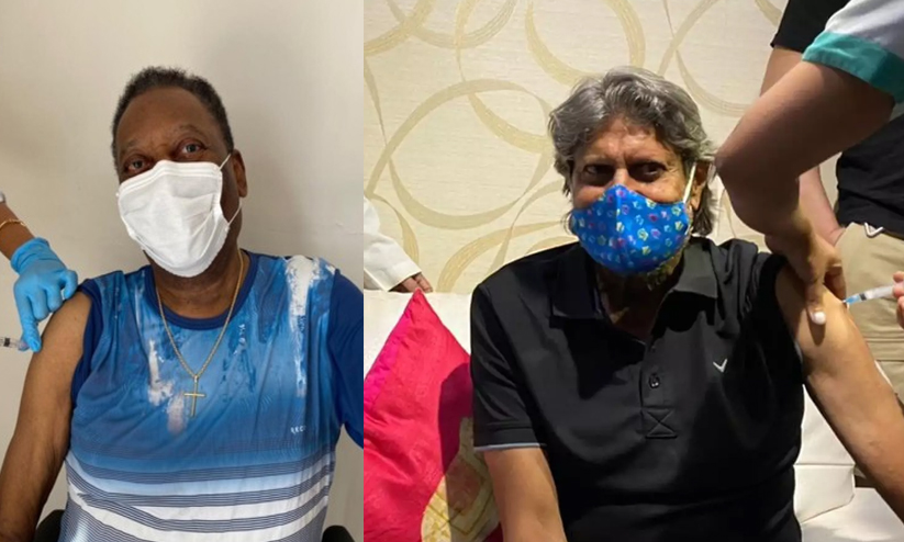 കോ​വി​ഡ്​ വാ​ക്​​സി​നെ​ടു​ത്ത്​ പെ​ലെ​യും ക​പി​ലും