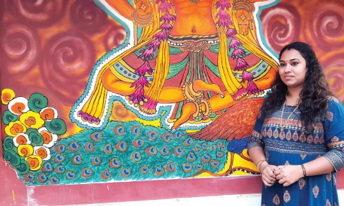 parvathy with her drawing