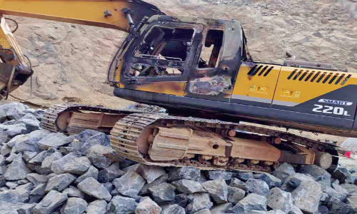 excavators destroyed by fire