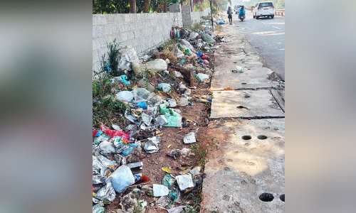 ബൈപാസ് സർവിസ് റോഡിൽ മാലിന്യം നിറയുന്നു;   നീ​ക്കം​ചെ​യ്യാ​ൻ കോ​ർ​പ​റേ​ഷ​ൻ ത​യാ​റാ​വു​ന്നി​ല്ല