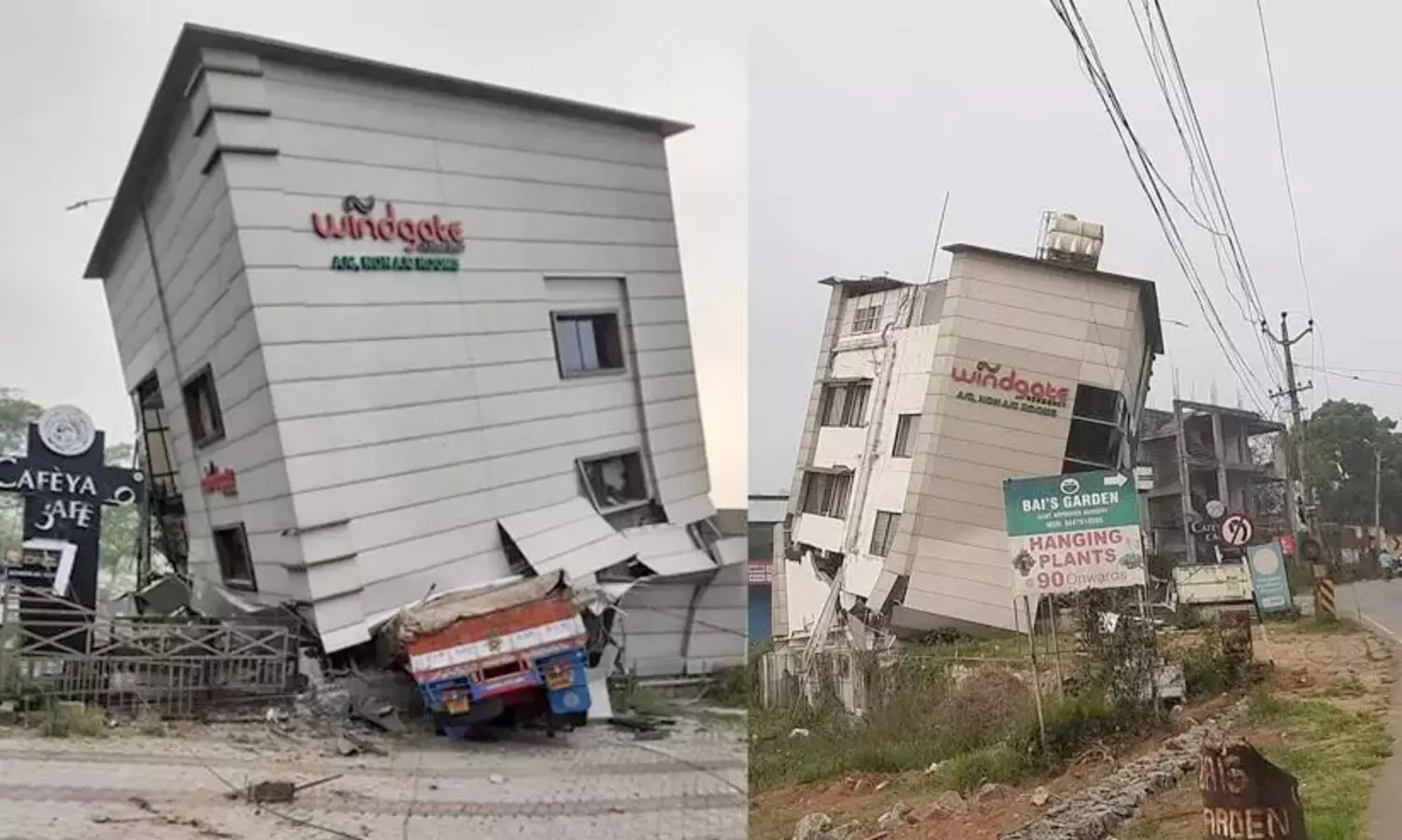 ലോറിയിടിച്ച് വീഴാറായ കെട്ടിടം പൊളിച്ച് നീക്കാനൊരുങ്ങുന്നു; സമീപവാസികൾ ഒഴിഞ്ഞ് പോകണമെന്ന് VIDEO