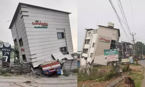 ലോറിയിടിച്ച് വീഴാറായ കെട്ടിടം പൊളിച്ച് നീക്കാനൊരുങ്ങുന്നു; സമീപവാസികൾ ഒഴിഞ്ഞ് പോകണമെന്ന് VIDEO