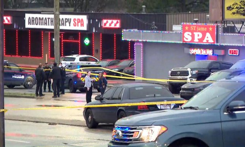 യു.​എ​സ്​ മ​സാ​ജ് പാ​ര്‍ല​റി​ൽ വെ​ടി​വെ​പ്പ്: നാ​ല് ഏ​ഷ്യ​ന്‍ സ്ത്രീ​ക​ള്‍ അടക്കം എ​ട്ടു​ പേ​ര്‍ കൊ​ല്ല​പ്പെ​ട്ടു