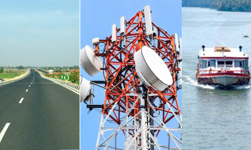 road, telecom tower, waterway