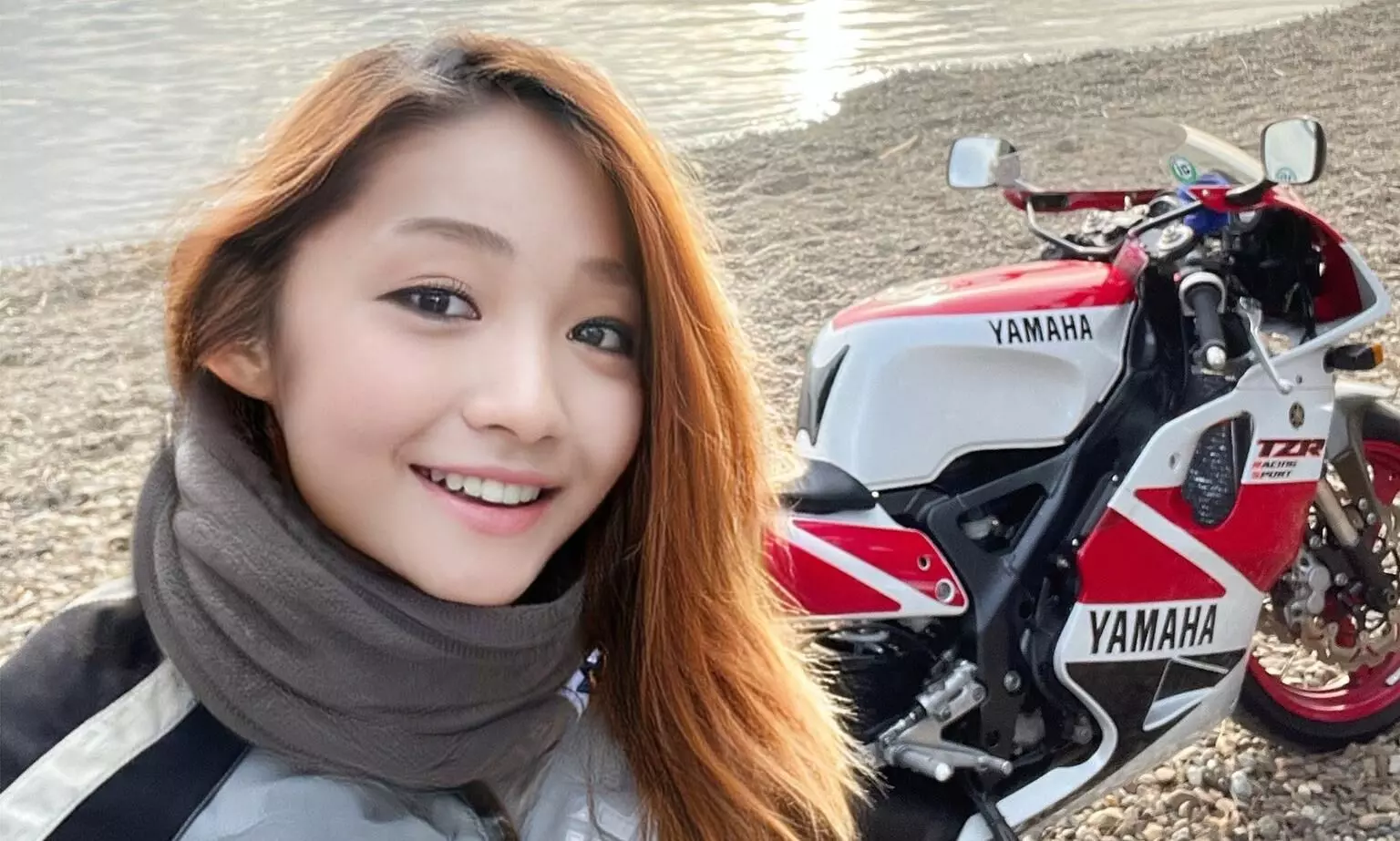 Female Japanese Motorbike Rider Turns
