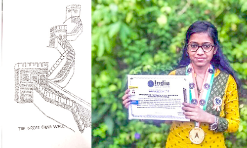 വാക്കുകൾകൊണ്ട് വരകൾ തീർത്ത് ആതിര റെക്കോഡിട്ടു