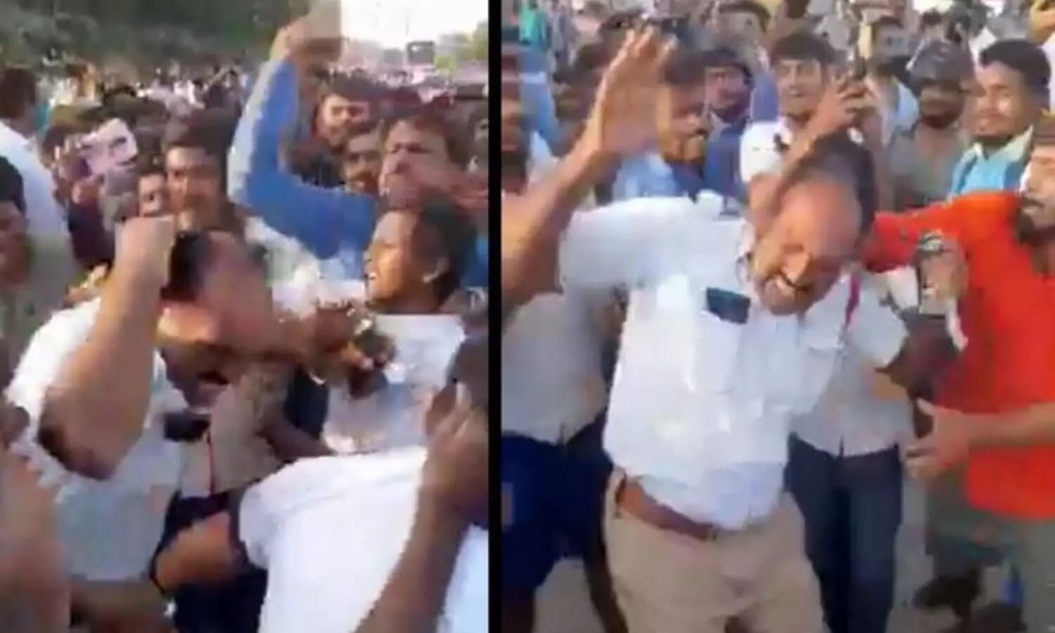 റോഡിൽ പരിശോധനക്കിടെ ബൈക്കപകടത്തിൽ യുവാവ് മരിച്ചു; ട്രാഫിക് പൊലീസിനെ പൊതിരെ തല്ലി ജനം- Video