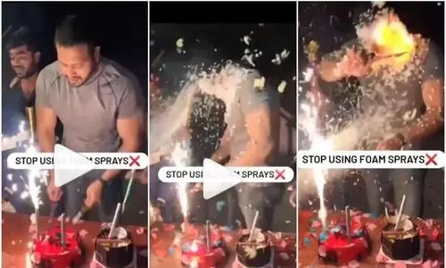 ജന്മദിനാഘോഷം അതിരുവിട്ടു; മഞ്ഞ്​ സ്​പ്രേയിൽ നിന്ന്​ യുവാവിന്‍റെ മുഖത്തിന്​ തീപിടിച്ചു -വീഡിയോ വൈറൽ