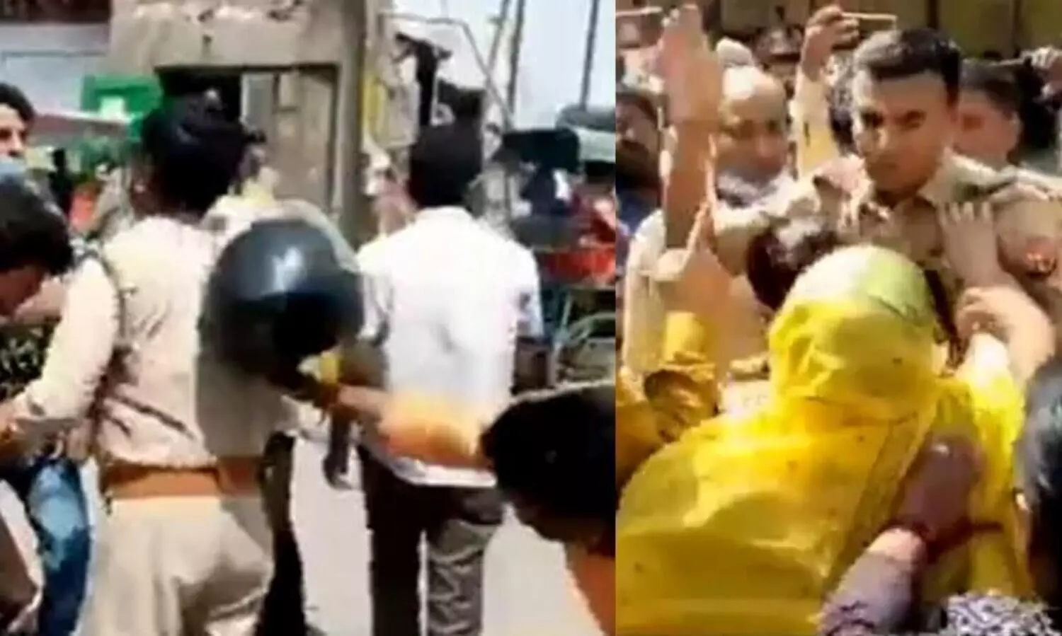 യു.പിയിൽ പൊലീസു​കാരെ നടുറോഡിൽ വളഞ്ഞിട്ട്​ തല്ലി​ ആർ.എസ്​.എസുകാർ; വിഡിയോ പുറത്ത്​