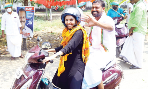 shobha subin wife campaigning
