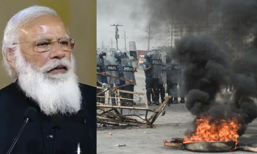 മോദിയുടെ സന്ദർശനത്തിനെതിരെ ബംഗ്ലാദേശിൽ കലാപം കനക്കുന്നു; 13 മരണം